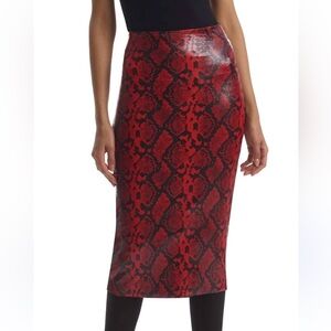 Commando faux leather animal midi skirt in Red Snake